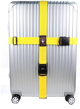 KANJIAN Luggage Straps With Cross Lock Suitcase Travel Belt-Yellow