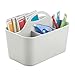 mDesign Storage box ideal for office supplies – plastic pencil holder with 4 compartments – light grey desk storage can be transported thanks to its handles