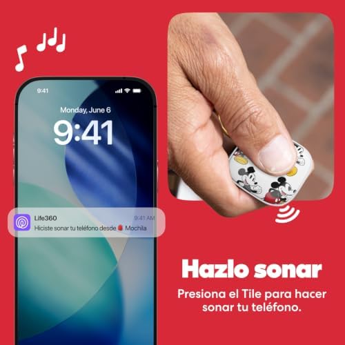 x Disney Tile - Localizador Bluetooth, localizador de Llaves y localizador de Objetos para Llaves, Bolsos y Mucho más.Compatible con iOS y Android. Paquete de 1 (Blanco) - Mickey