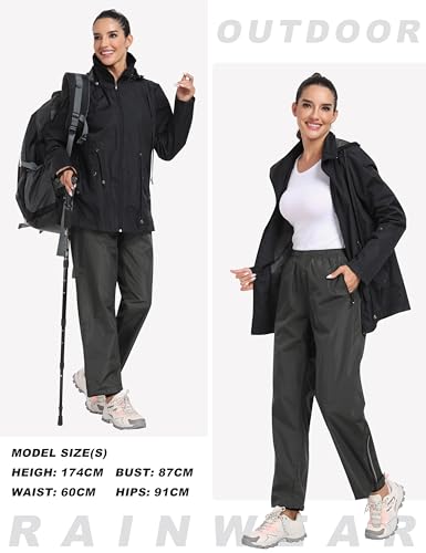 MoFiz Women's Rain Trousers Waterproof Overpants Lightweight Waterproof Pants for Cycling Hiking Bike Outdoor Camping Trekking