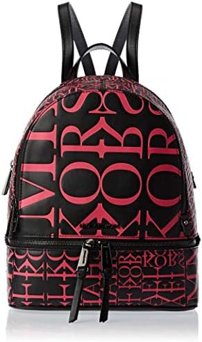 rhea medium striped logo and leather backpack