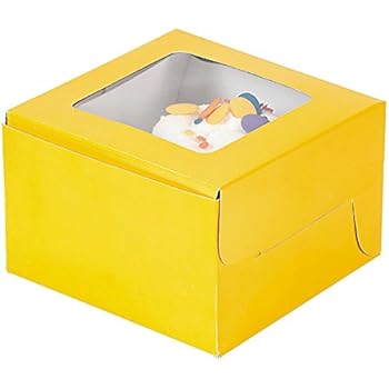 Amazon.com: Yellow Cupcake Boxes with Window and Insert ...