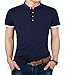 YTD Mens Summer Slim Fit Pure Color Short Sleeve Polo Casual T-Shirts (US Large, Navy)