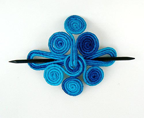 Hair claw Large stick barrette Turquoise Long Hair fork Big Shawl pin Thick hair clip
