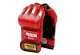 Solid Boxing Gloves Half Finger MMA Combat Gloves UFC Sanda Gloves Gym Professional Lightweight Protective Gloves Sports Gloves Leather Gloves. (Red)