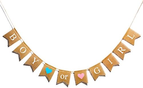 Qyler Boy or Girl Burlap Banner Gender Reveal Party Newborn Baby Celebration Decorations