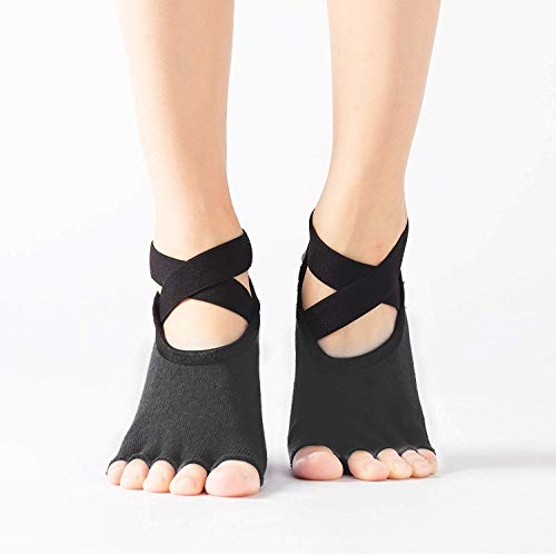 Ifnow Yoga Socks for Women with Grip & Non Slip Toeless Half Toe Socks for Pilates Ballet Barre Dance Barefoot Workout - Thumbnail 2