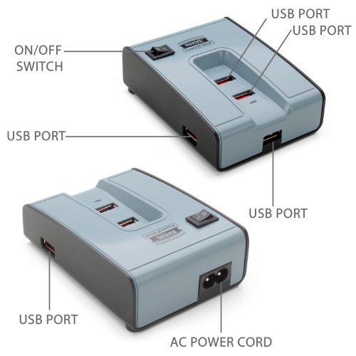 Revive 5-Port USB Desktop Charging Station PowerUP NG5P with Premium 30W High Output, Overload Surge Protection & Travel Sized Design - Works with Apple, Samsung, LG & More Smartphones & Tablets - Thumbnail 3