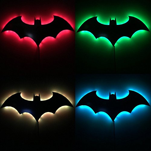 Halloween bat led wall light 3d mirror lamp remote cont…