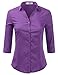 Foryous Women Button Down Shirt 3/4 Sleeve Blouses Slim Fit Plus Size