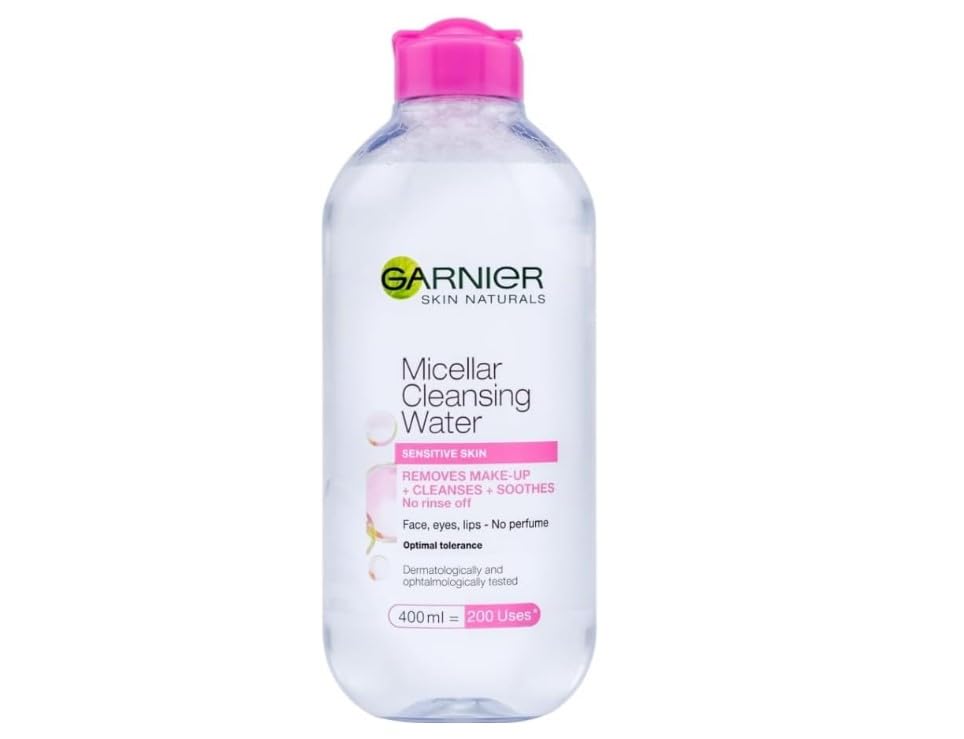 Garnier Micellar Cleansing Water, Gentle face Cleanser & Makeup Remover, Fragrance-Free, Vegan Formula, Suitable For All Skin Types, Even Sensitive, Skin Active, 400ml