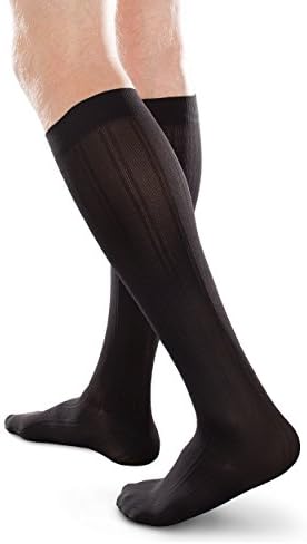 Ease Opaque Men's Trouser Socks with Firm (30-40mmHg) Compression (Black, Small Long)