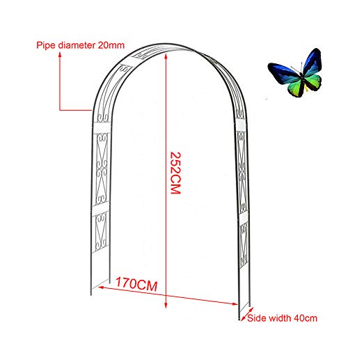 HLMBQ Rosenbogen 170x252x40cm Metall Pergola Rankhilfe Rankgitter Torbogen Rankbogen wetterfest Gartenbogen,Schwarz… – Bild 8
