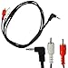 SuperWhole 1.5M 5Ft 3.5mm 1/8 Stereo Right Angle Male Plug to 2 RCA Male Audio Cable Cord