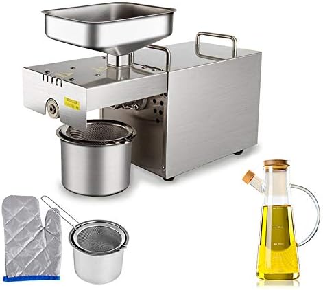 NOBLJX 450W Oil Press Machine, Multifunctional Commercial Grade Home Automatic Food Grade Stainless Steel Oil Expeller Extractor for Peanut, Soybeans, Rapeseed, Nuts Seed