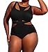 Eternatastic Women's One-Piece Monokini Swimsuit Swimwear Plus Size Bikinis XXL Black