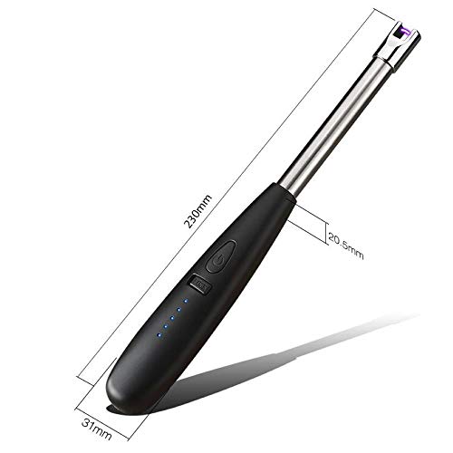Candle Lighter Camping Lighter USB Lighter Plasma Arc Lighter with LED Battery, Long Nick Electric Lighter for Grill Cooking BBQ
