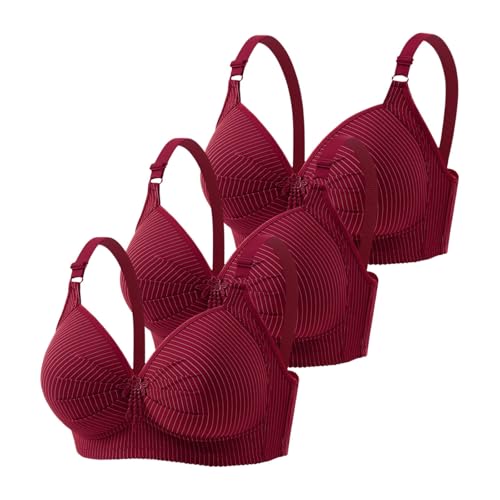 3 Piece Bras for Women Floral Lace Full Coverage Ladies Bra Support Seamless Push Up Sports Bras Soft and Comfort Underwire Adjustable Straps Bralette Women's Everyday Bras Army Green