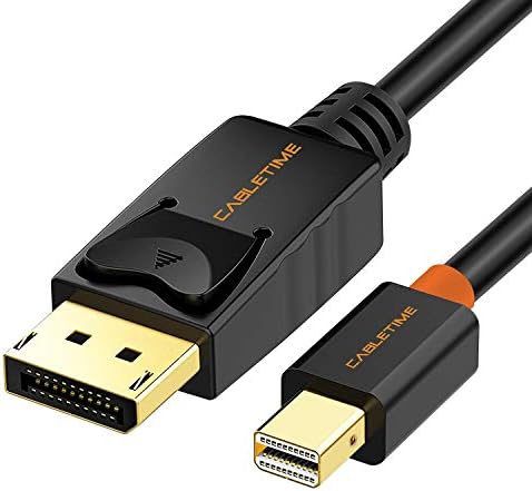 Mini DisplayPort to DisplayPort Cable CABLETIME Mini DP to DP Cord Support Video and Audio,Thunderbolt Compatible for Surface Pro 5 / Pro 4 / Pro 3, MacBook Air,etc (10 Feet/3m, Black)