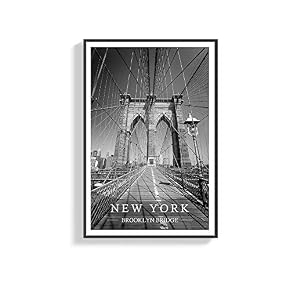 Framed Canvas Wall Art for Living Room, Bedroom Black and White City View Canvas Prints for Home Decoration Ready to Hanging - 16x24 inches