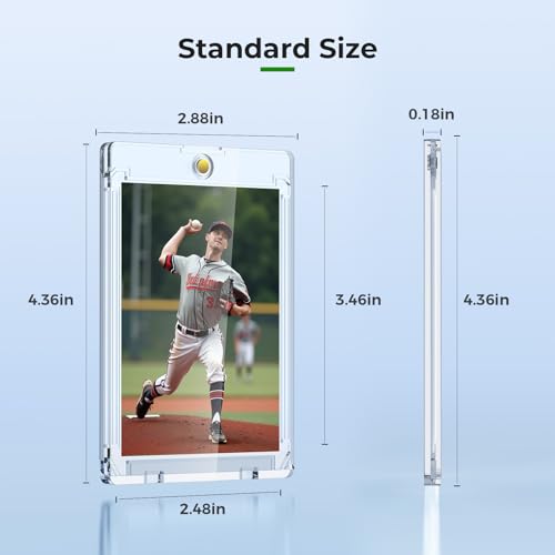Skyhill 102ct Magnetic Card Holders, 35pt Acrylic One Touch Card Holder with Extra 102 Protective Sleeves, U-V Protection& Waterproof Hard Plastic Card Protectors for Trading Cards, Sports, Game Cards