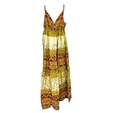 Womens Boho Dress Green Tie-Dye Embroidered Bohemian Party Dress S