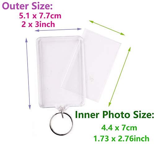 Baaxxango 10pcs Acrylic Photo Frame Keychains,Clear Personalized Picture Keychain as Gift for Artwork,1.7x2.7 inch Photo