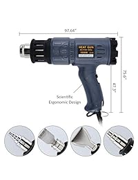 Pistola de calor MokenEye 1800W 122°F~1112°F(122.0 °F 1,112.0 °F) Control de precisión de temperatura mediante ajuste de la esfera con dos ajustes de temperatura, pistola de calor con cuatro boquillas de metal
