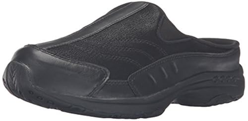Easy Spirit Women's Traveltime Clog, Black/Black Leather, 10 E US