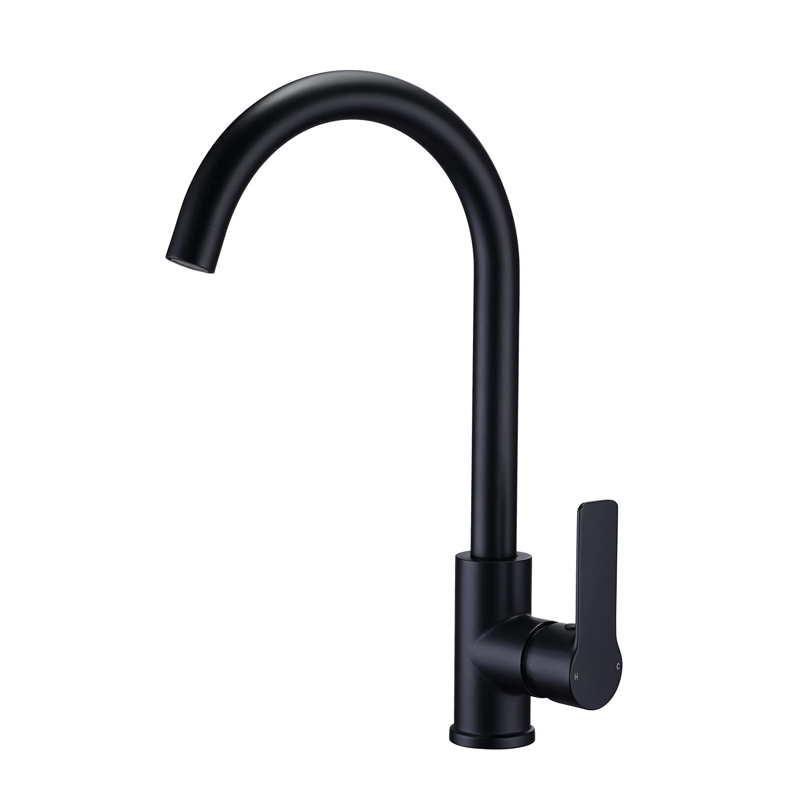 Peppermint Black Kitchen Tap Single Lever Monobloc Matt Black Sink Taps for Kitchens BauEdge Mixer Tap for Sinks Swan Neck Kitchen Mixer Taps 1 Hole