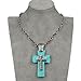 Hot VTG Tibet Silver Turquoise Holy Cross Bib Chain Pendant Necklace