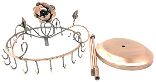 Rose on Top 17" H Copper Color Necklace Holder ~ Necklace Tree ~ Necklace Organizer~Necklace Stand Jewelry Display