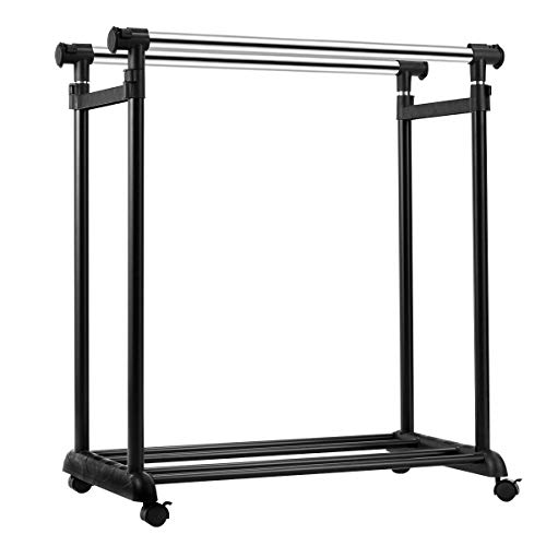 Tangkula Rolling Garment Rack, Heavy Duty Height Adjustable Clothes