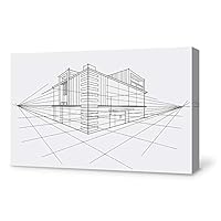 Canvas Wall Art Construction Sketches Canvas Prints Home Artwork Decoration for Living Room,Bedroom - 12x18 inches