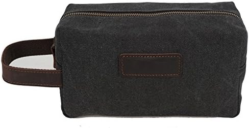 AIDERLY Men's Traveling Toiletry Bag with Strap Bathroom Canvas Shaving Bag Dopp Overnight Wash Kit Toiletries Vacation Makeup Bag for Men Black