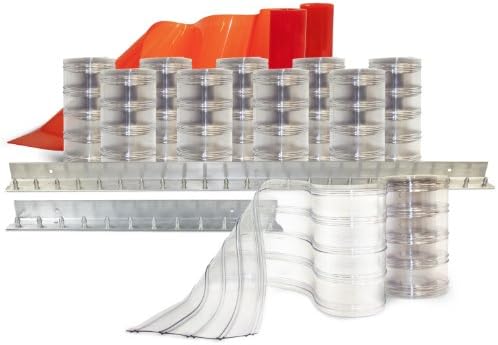 Aleco 440190 Clear-Flex II Standard Scratch-Guard Ribbed Strip Door Kit with MaxBullet Aluminum Mounting Hardware, 8" Width x 84" Height x 0.08" Thick