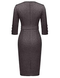 CHICIRIS Vestido de mujer con manga 3 4, estilo retro, para negocios, trabajo, oficina, bodycon y cinturón