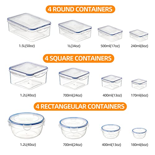 WayEee Food storage containers 12 Pack - Meal Prep Lunch Boxes plastic bowls with lids for kitchen, fridge - Airtight and Leakproof -Microwave, Freezer, Dishwasher, Safe-BPA Free