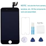 iPhone 6 Full Assembly Screen Replacement, P-zone LCD Touch Screen Display Digitizer Repair Kit with Facing Proximity Sensor + Ear Speaker + Front Camera + Screen Protector + Repair Tools (Black)