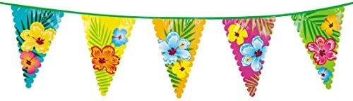 Amakando Floral Pennant - 6 m | Hibiscus Bunting | Summer Party Festoon | Hawaii Garland