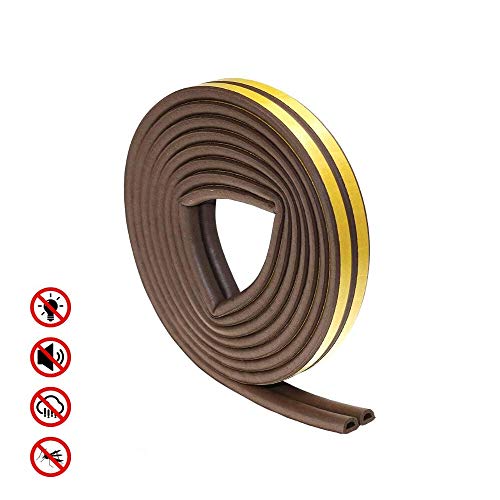 Foam Seal Strip, Door and Window Draft Stopper Door Noise Stopper & Soundproofing Door Weather Stripping Self-Adhesive Insulation(2.5M x 2, Coffee)