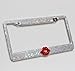 OTOSTAR 7 Row Pure Handmade Waterproof Bling Bling Rhinestones Stainless Steel Metal License Plate Frame 2 Holes with Matching Screws&Caps (Clear/red Lip)