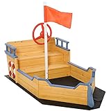 Outsunny Wooden Kids Pirate Sandbox, Outdoor