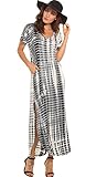 GRECERELLE Womwen's Casual Maxi Short Sleeve Split Tie Dye Long Dress
