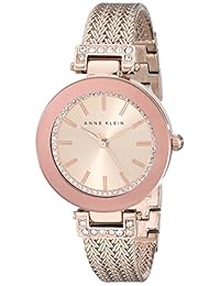 Anne Klein - Reloj de pulsera para mujer con cristales de Swarovski y malla acentuada