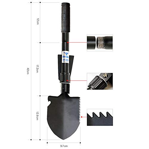 USHOT Outdoor Mountaineering Multi-Function Portable Small Mini Folding Shovel Spade Black One Size