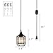 Creatgeek Plug-in Crystal Pendant Light with 16.4'（Ft） Cord and In-Line On/Off Dimmer Switch for Kitchen Island, Dining Room, Black Antique Metal Finish