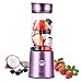 Kacsoo Portable Single Serve Battery Powered Blender, 16 Fluid Ounces, 3 Speeds, Purple, Stainless Steel Blade, USB Rechargeable, BPA Free, Ideal for Blending and Juices