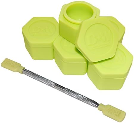 5 Light Green Honeycomb Nonstick Platinum Cured Kitchen Storage Silicone Jar Container with 4" Carving Tool Lime Removable Tips