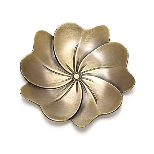 DK177 Incense Sticks Holder Brass Inscent Coil Burner Copper Cone Dish Plate Stand Multihole Calabash Shaped Ash Catcher Set of 4, Sakura Shape